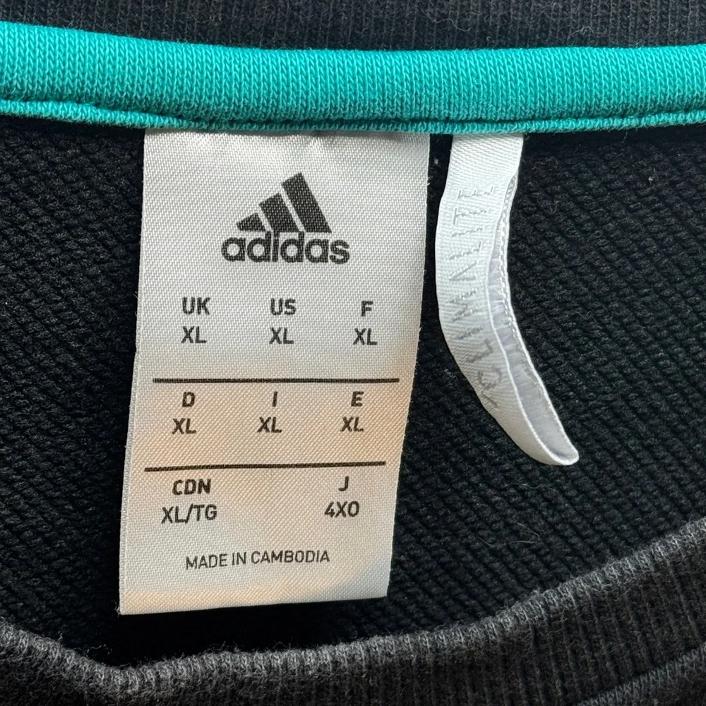 REAL MADRID 2017/2018 BLACK FUTBOL SOCCER TRAINING TOP JERSEY ADIDAS MEN’S XL - Picture 5 of 9